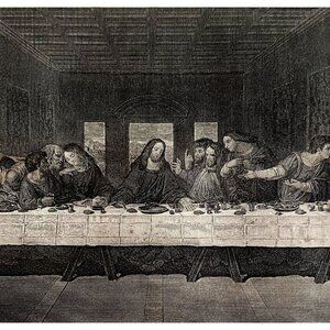 The Last Supper Da Vinci Lacmann Engraving 1868 Victorian Religious Art DWEE27